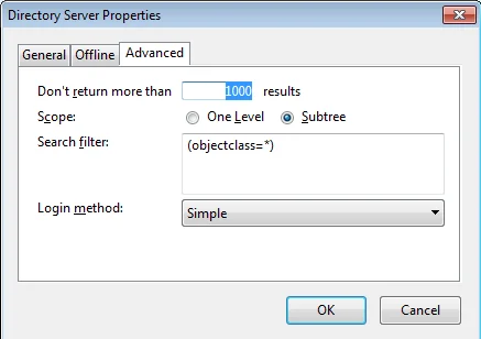 Thunderbird LDAP adres defteri gelişmiş ayarlar